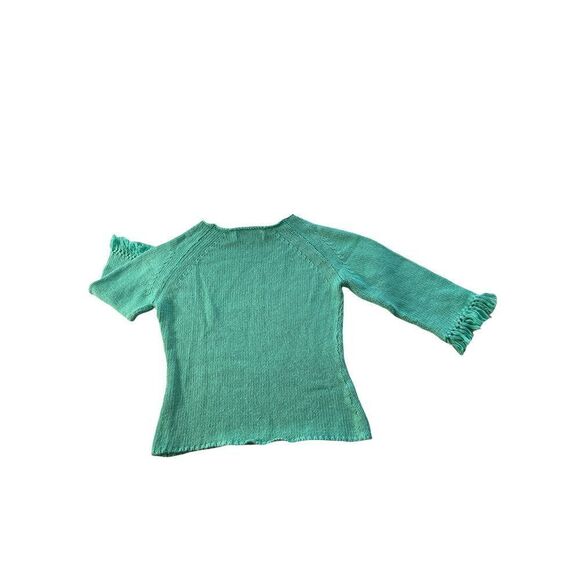 Geometrie WOMEN’S CREWNECK‎ FRINGE DETAIL CABLE KNIT SWEATER GREEN S - Picture 5 of 5